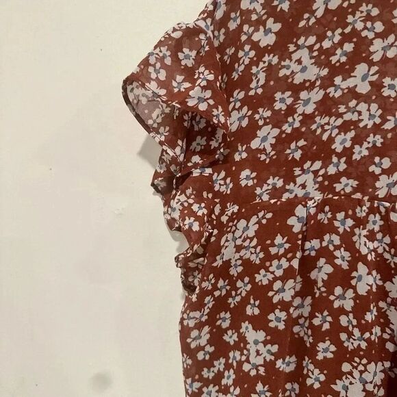 Entro Womens Midi Dress Floral Size Large Floral Brow Dress - Picture 2 of 5